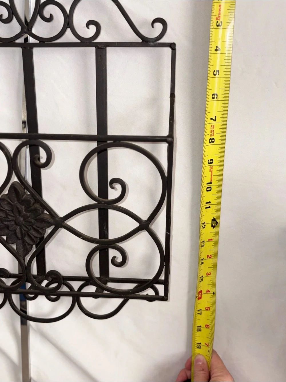 Vintage Decorative Black Metal Wall Basket - Scroll Design